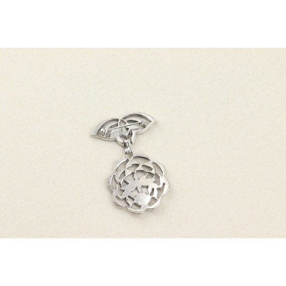 Sterling Silver Flower Dangle Pin Brooch Art Deco - Picture 7 of 8